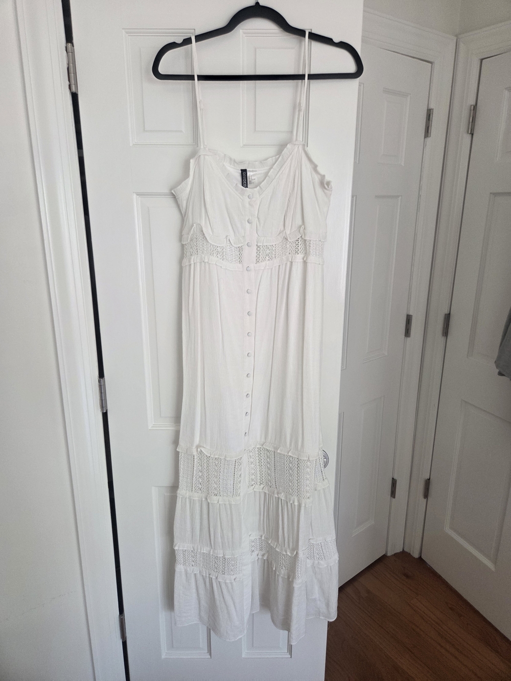 H&M | Dresses | Hm White Crochetpanel Buttonfront Maxi Dress